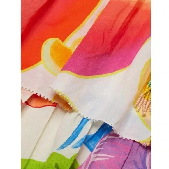 NWT Farm Rio White Mixed Prints Tiered Maxi Dress Tropical Cotton Size Small - Picture 3 of 13